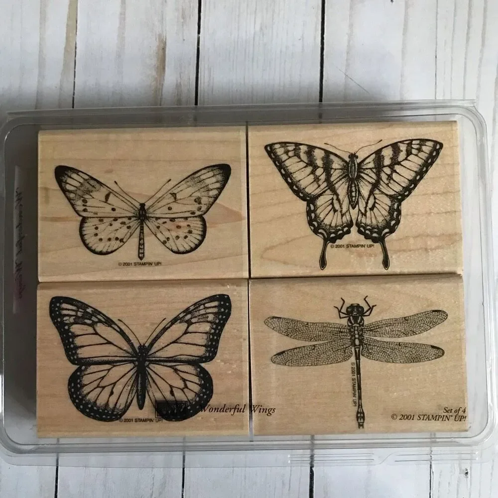 Stampin up Wonderful Wings wood mounted rubber stamps set of 4 Butterflies